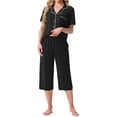 thumbnail image 3 of MINTREUS Pajama Sets for Women Notch Knit Top and Capri Pants Pjs Soft Lounge Sets, 2 Piece, Sizes M-3X, 3 of 7