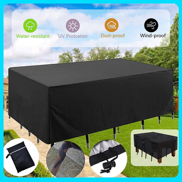 Cubierta para muebles de jardín 210d Cubierta de muebles de tela Oxford Cubierta impermeable para mesa de jardín Lona con cuerda y cierre de hebilla-308 * 138 * 89 cm oso de fresa Electrónica