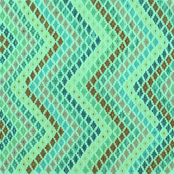 Ahgly Company Machine Washable Indoor Square Abstract Turquoise Blue Contemporary Area Rugs, 8' Square