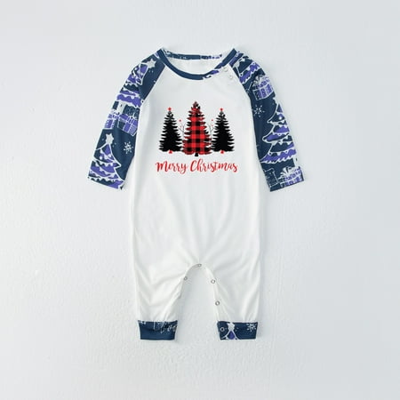 

CHGBMOK Fashionable Christmas Print Family European And American Pajamas Parent-child Suit Baby