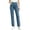 Blue, variant on Womens Casual Solid Color Fashion High Waisted Pants Button Fly Straight Leg Strech Pants