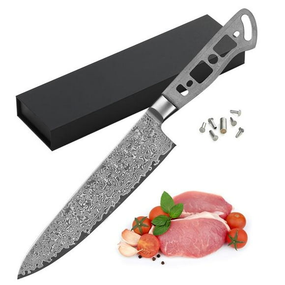 Couteau de Chef Gyuto en Acier Damas de Qualité Supérieure Japonais AUS 10 de 8 Po, 67 Couches, Vierge, Sans Logo, Trousse de Projet de Menuiserie