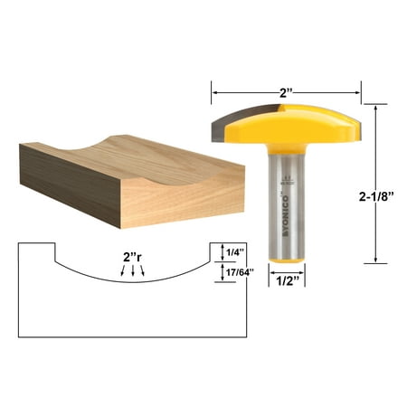 

Yonico Bowl & Horizontal Crown Router Bit - 2 Radius - 1/2 Shank -16181