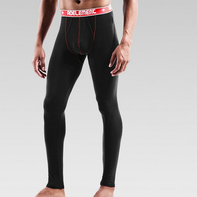 Mikilon Men Solid Casual Tight Base High Waist Breathable Keep Warm Ankle-Length Pants