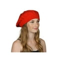 thumbnail image 3 of Cable Knit Winter Ski Beret Knit Tam Skull Cap - Red, 3 of 4