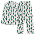 thumbnail image 7 of Riecok Pajama Sets for Women Long Sleeve Xmas Tree Printed Button up Shirt and Wide Leg Pant Cozy Sleepwear Matching Outfits, 7 of 7