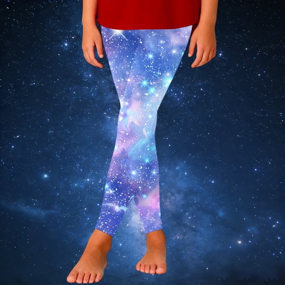 Girls Leggings Sky Galaxy Soft Comfortable Athletic Leggings for Girls Light Blue 3 Y-4 Y