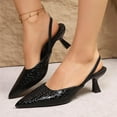 thumbnail image 4 of Miluxas Pointed Toe Slingback Kitten Heels for Women Low Heel Pointed Toe Pumps formal Dress Shoes Sling Back Heels Black 7.5(40), 4 of 8