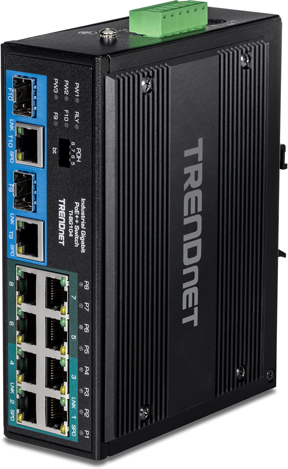 TRENDnet  TI-BG104,10-Port Industrial Gigabit PoE++ DIN-Rail Switch