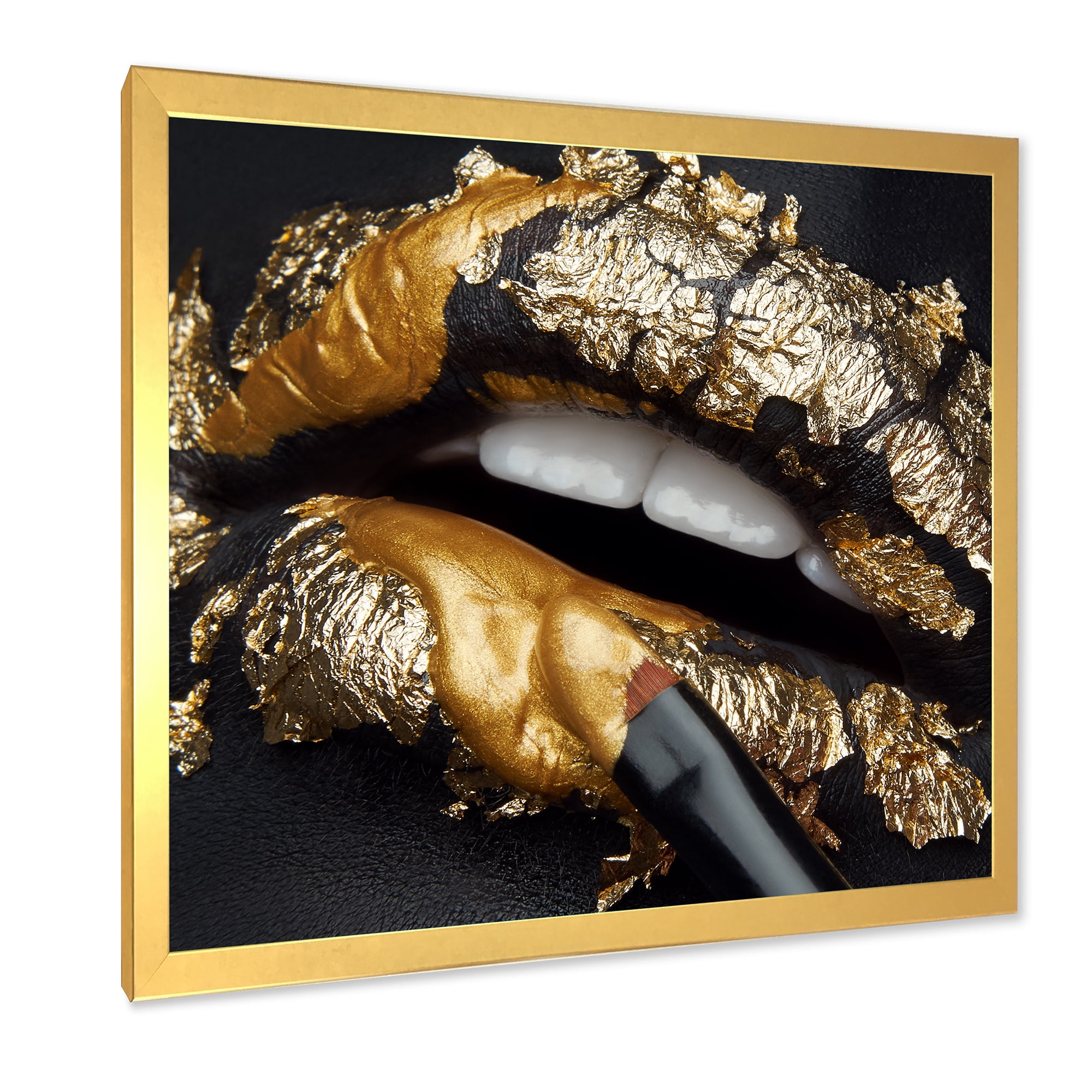 Black And Gold Lips Wall Art | Lipstutorial.org