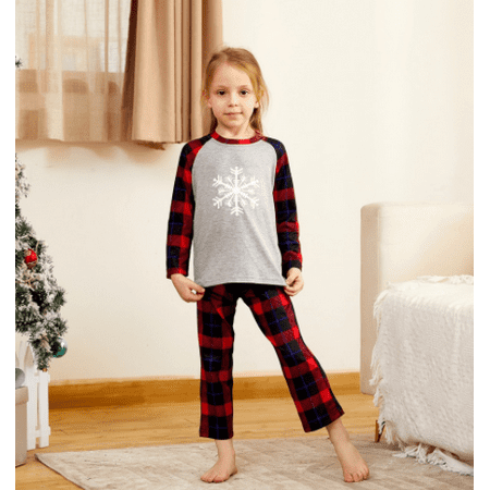 

Parents Children s Suits Christmas Snowflake Printed Plaid Red Pajamas Romper Kids Baby