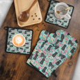 thumbnail image 5 of Bichon Dog Blue Florals Kitchen Oven Mitt and Pot Holder Sets 4 Pcs for Baking, Cooking and Grilling, Heat Resistant Up To 392 °F, 5 of 7