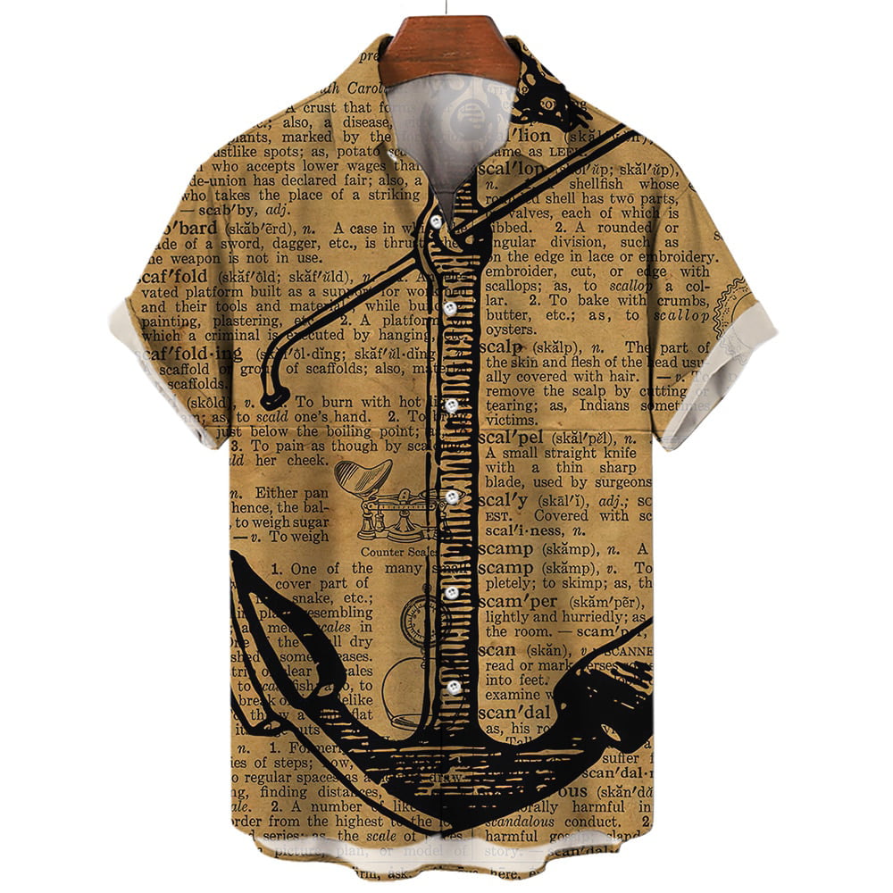 Summer Men's Shirts Fashion Nautical Graphics Printed Short Sleeve ...