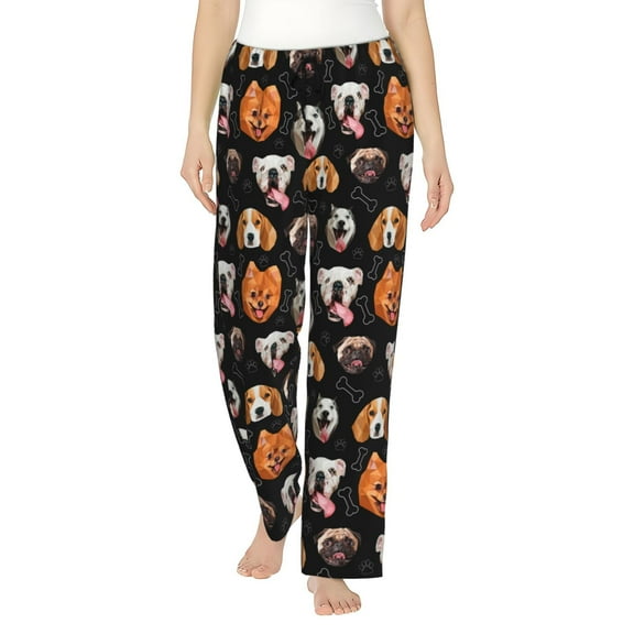 Logiee Different Breeds Of Dogs Print Women Pajama Pants,Comfy Pj Bottom with Pockets & Drawstring,Stretch Casual Sleepwear-Small