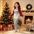 thumbnail image 2 of Merry Bright Letter Print Matching Christmas Pajamas for Family, Burgundy Raglan Top & Plaid Pants, Cozy Christmas Pjs for Holiday Photo, 2 of 5