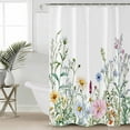 thumbnail image 2 of Extra Long Shower Curtain 72x84 Inch, Spring Floral Shower Curtain Waterproof Bathroom Decor Wildflowers Herbs Summer Botanical Fabric Bath Curtain Set Accessories with Hooks, 2 of 6