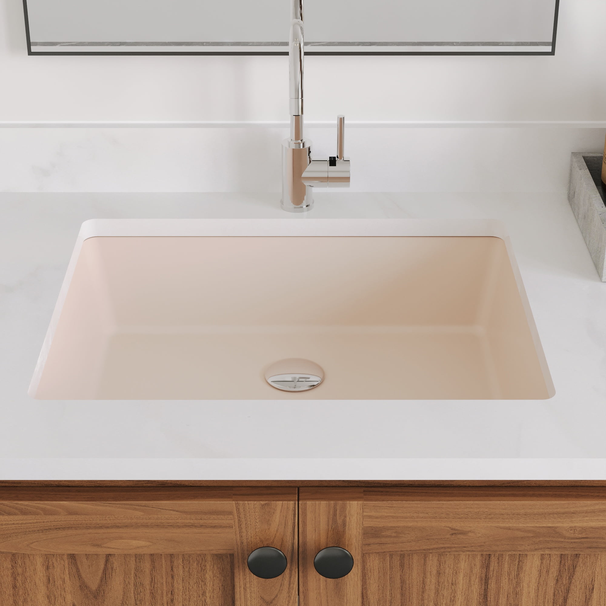 DV-1U201BN DeerValley Ursa 20" X 15.6" Rectangular Vitreous China Undermount Bathroom Sink with Overflow