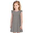 thumbnail image 1 of Balery Houndstooth Black And White Camisón de princesa para niñas, pijama de algodón con mangas abullonadas, suave y bonito.-Small, 1 of 6