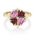 thumbnail image 2 of Gem Stone King 18K Yellow Gold Plated Silver Pink Moissanite and Red Garnet Ring for Women (2.28 Cttw, Heart Shape 5MM, Gemstone Birthstone, Size 5), 2 of 3