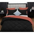 thumbnail image 6 of D.N.G. BEDDINGS 3 Piece Luxury Reversible Diamond Pattern Comforter Set Premium Super Soft, All Season 800 TC, 100% Egyptian Cotton Oversized Super King Size Brick Red/Black Solid Color, 6 of 7