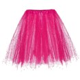 thumbnail image 2 of JGGSPWM Womens Shimmering Tulle Tutu Mini Skirt Elastic Waist Elastic 3 Layered Dancing Short Skirts Hot Pink One Size, 2 of 5