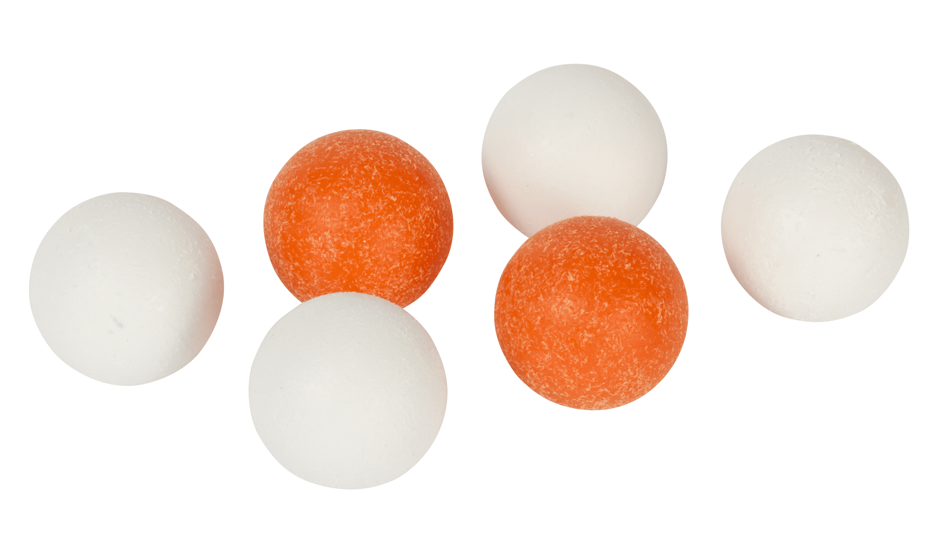 6 New Foosballs 2 orange Textured & 4 White Table Soccer Tournament Foosballs 