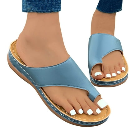 

ZHAGHMIN Wedge Sandals for Women Shoes 2024 Summer Platform Slip On Flip Flops Comfortable Casual Dressy Wedges Sandal Slippers Arch Support Sky Blue Size6.5