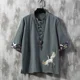 thumbnail image 2 of Camiseta de manga corta de lino y algodón bordada para hombre de estilo chino, chaqueta de traje Tang de corte fino, camiseta de manga corta de lino y algodón, 2 of 5
