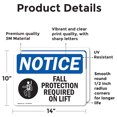 thumbnail image 2 of (2 Pack) Fall Protection Required On Lift Sign, 2 of 7