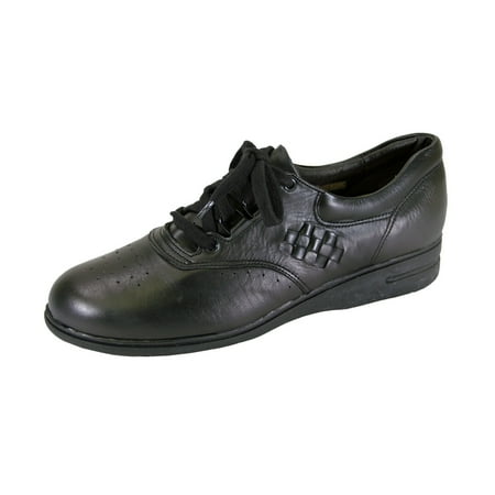 24 HOUR COMFORT Dee Wide Width Leather Lace Up Comfort Oxford Shoes BLACK 9