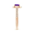 thumbnail image 3 of ANGARA Natural Classic Cushion Amethyst Ring with Diamond Halo in 14K Rose Gold for Women (Size-6mm) | February Birthstone, Birthday, Anniversary, Jewelry Gift for Women | Natural Amethyst Ring, 3 of 9