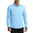 thumbnail image 1 of CAMISA DE NEGOCIO FORMAL DE MANGA LARGA PARA HOMBRE INSPIRE CHIC, COLOR SÓLIDO, AZUL CLARO, 1 of 4
