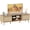 Walnut, variant on Amadwell Rattan TV Stand For 65" TVS, Boho Rattan Entertainment Center with Adjustable Shelf, 2 Cabinet Rattan TV Console, Media Console with Solid Wood Feet and 4 Cord Holes, Living Room - Black