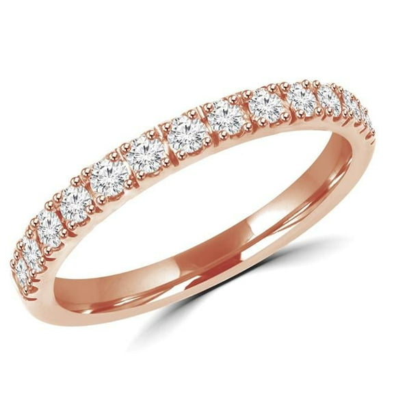MD160272-8.5 0.4 CTW Round Cut Diamond Wedding Anniversary Band Ring in 14K Rose Gold, Size 8.5