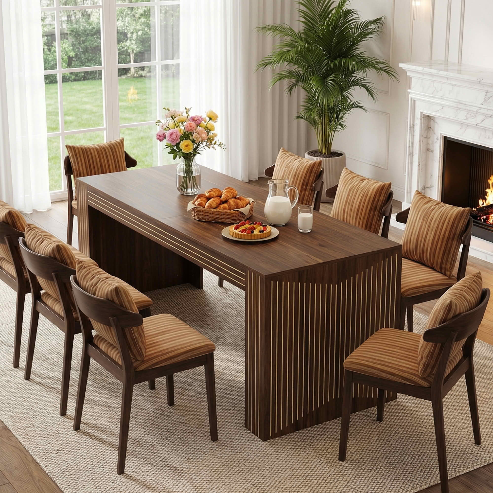 MAYEERTY 78.74" 6-8 Person Rustic Dining Table, Multi-Use Farmhouse Kitchen & Office Desk
