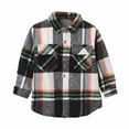 thumbnail image 2 of LFEOOST 2024 Toddler Kids Plaid Flannel Button Down Shirt Long Sleeve Lapel Jacket Baby Girls Boys Fall Outwear Coat Green 6-7 Years, 2 of 9