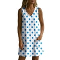 thumbnail image 5 of QUNYINEY Sleeveless Sundresses for Women Plus Size Polka Dot Beach A Line Mini Tank Dress Casual V Neck with Pockets Vacation Loose Fit Dresses, 5 of 7