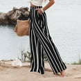 thumbnail image 6 of Jamsmile Women Pants Buttons Summer Stripe Print Casual Beach Pants Trousers High Waisted Wide Leg Pants With Pockets, 6 of 9