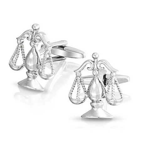 Collection Stainless Steel Cufflinks Attorney Legal Judge Lawyer Scales Of Justice Libra Shirt Cufflinks For Men Silver Tone Stainless Steel Hinge Back ()