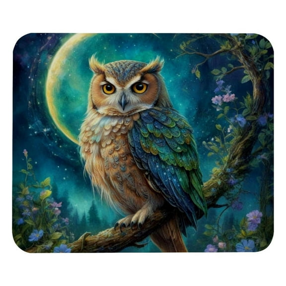 EVANLinism Late Night Owl Mouse Pad Square Washable Mousepad Anti-slip Rubber Desk Mat Gaming Office