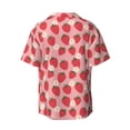 thumbnail image 5 of Uemuo Strawberry And Flowers Pattern Cotton Linen Short Sleeve Shirts,Casual Lightweight Button Down Shirts,Vacation Beach Summer Tops-XX-Large, 5 of 7