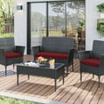 thumbnail image 6 of Snubbull 3 Pack Loveseat Cushion Set, 36" x 18" x 3" Waterproof Outdoor Chair Replacement Cushions for 4-Seater Wicker Rattan Patio Furniture, Burgundy, 6 of 6