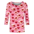 thumbnail image 4 of SwiftWear Valentines Day Shirts Womens Cute Heart Printed Tops for Women 3/4 Sleeve Shirts Casual Dressy Blouses Soft Tees Pink, 4 of 4