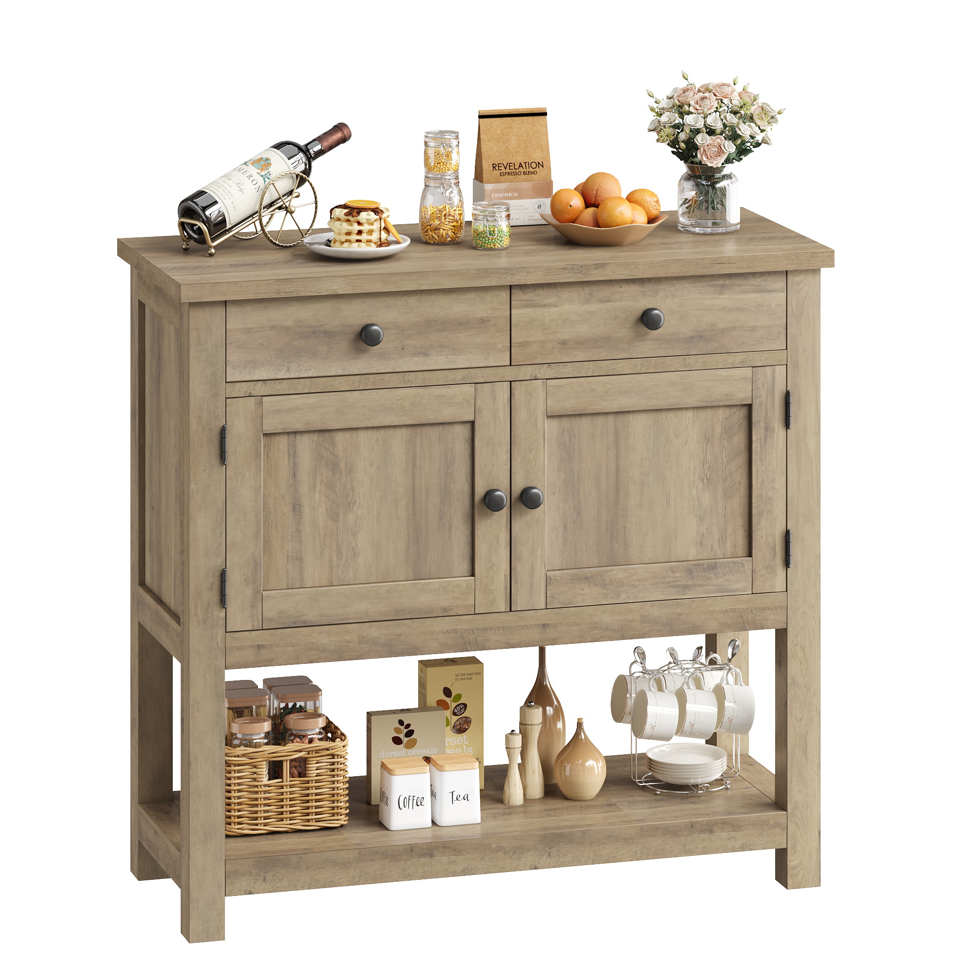 Homfa Farmhouse Console Table, Rustic Brown photo 4