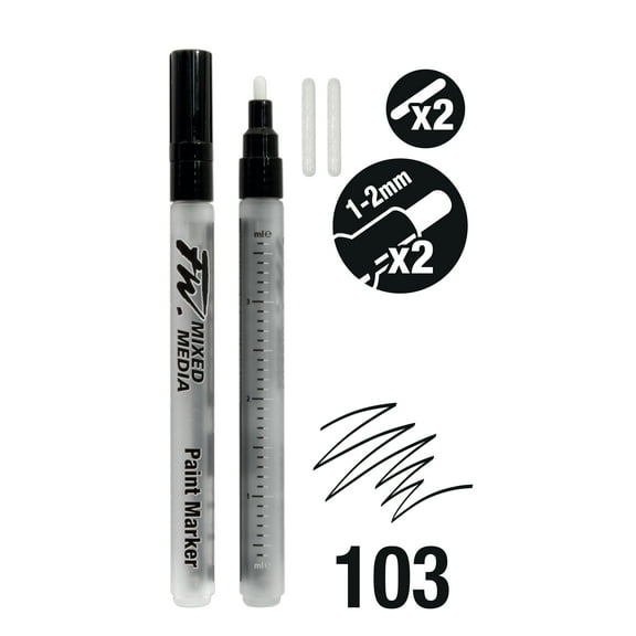 Daler-Rowney FW Empty Marker Set, 2 Small Barrels With 2mm Round Nibs