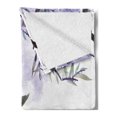 thumbnail image 2 of Watercolor Soft Flannel Fleece Throw Blanket, Paint Splashes of Leaves in Violet Tones, Cozy Plush for Indoor and Outdoor Use, 50" x 60", Ceil Blue White, by Ambesonne, 2 of 5