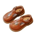 thumbnail image 6 of Mepaouo Toddler Little Girl Mary Jane Dress Shoes Ballet Flats Party School Princess Flower Shoes Brown, 6 of 7