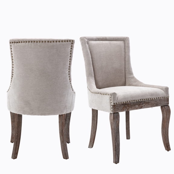 Dining Chairs Set of 2, Kitchen & Dining Room Chairs, Fabric Upholstered Side Dining Chairs, Solid Wood Chairs Legs, Nailhead Trim, Thickened Fabric Chairs, Modern Furniture Chairs