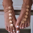 thumbnail image 2 of Tobillera de flor de sol vintage Pulseras de tobillo de oro Totem de playa Joyas de Chian con anillo de dedo del pie para mujeres y niñas oso de fresa Hogar, 2 of 5