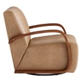 thumbnail image 5 of Spruce & Spring Modern Swivel Accent Chair with U-Shaped Wood Arms Single, Cognac Brown&Walnut, 5 of 10